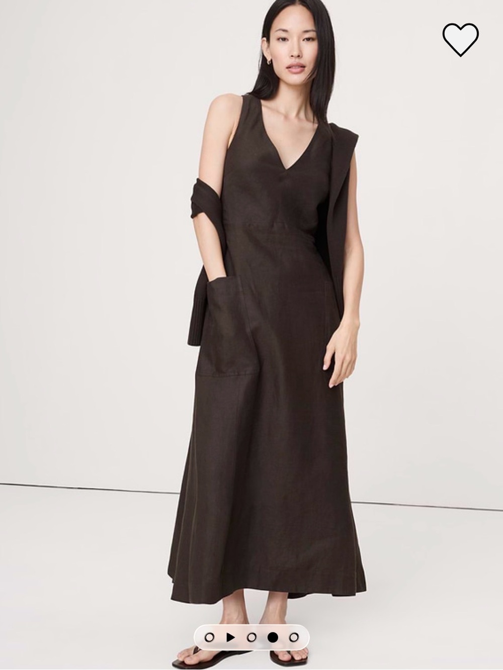 NWT Banana Republic Linen Pocket Brownstone Maxi Dress Sz L (#815850)